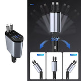 4-in-1 Retractable Car Charger | Dual Port USB-C PD Fast Charging