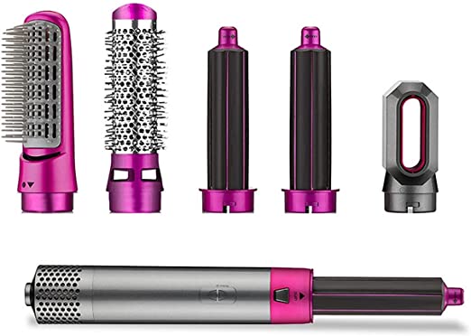 5 In 1 Electric Hair Dryer Brush | Blow Dryer Hair Comb Curling Wand Detachable Brush Kit Negative Ion Straightener Hair Curler ( Random Color)