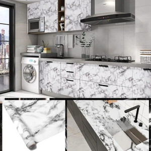 Self Adhesive White Marble Sheet Sticker For Kitchen, Cupboard, Wall – Anti Oil And Heat Resistant Wallpaper – Size 60x200