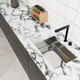 Self Adhesive White Marble Sheet Sticker For Kitchen, Cupboard, Wall – Anti Oil And Heat Resistant Wallpaper – Size 60x200