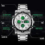 Skemie 1389 Men’s Digital Analog Watch Waterproof Digital Chronograph Led Multi-time Business Watch Stainless Steel (without Box)